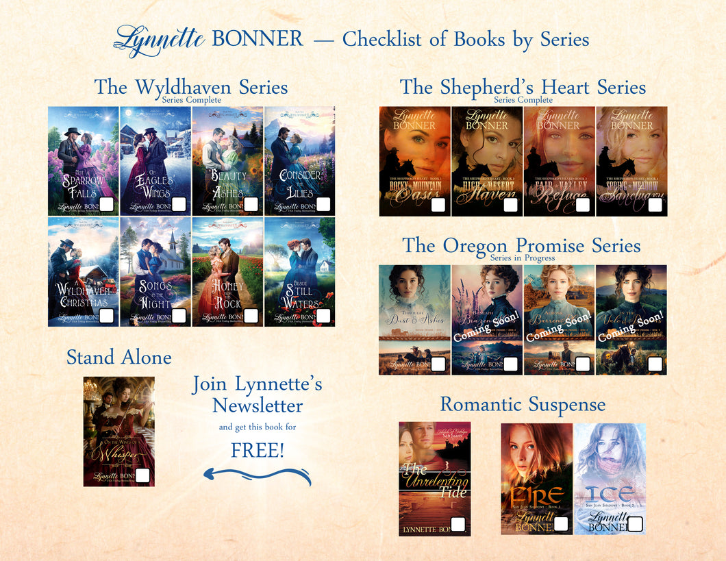 FREE GIFT - Checklist of Lynnette Bonner's Books - Digital Print from Home