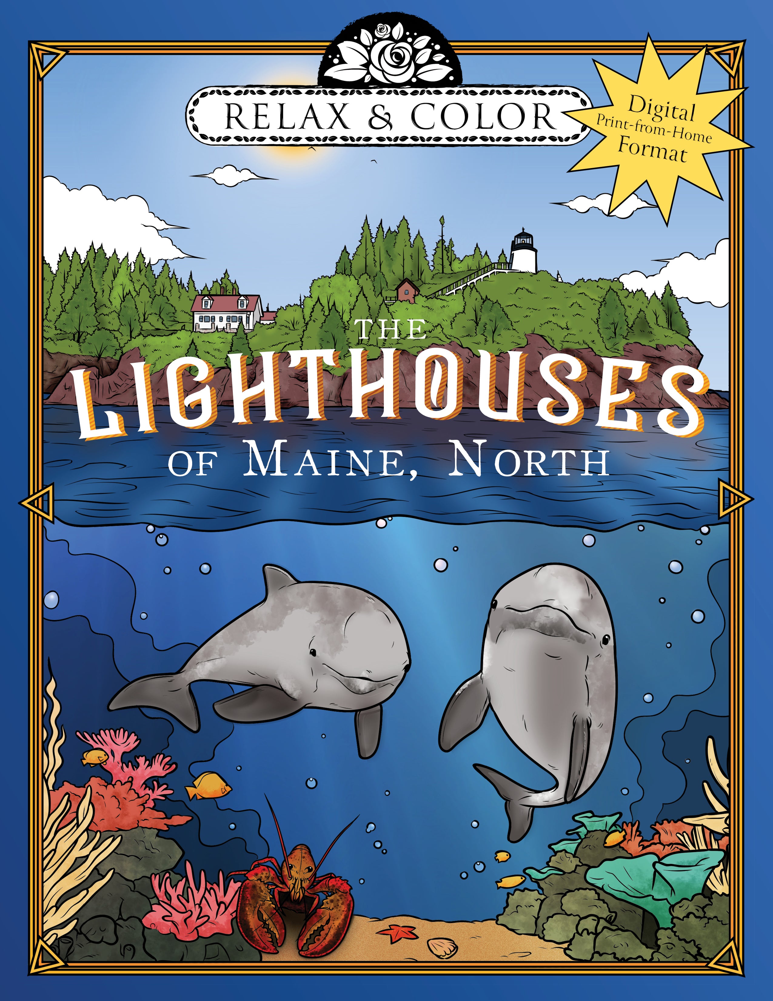 Relax and Color The Lighthouses of Maine, North (Digital Print-from-Home Format)